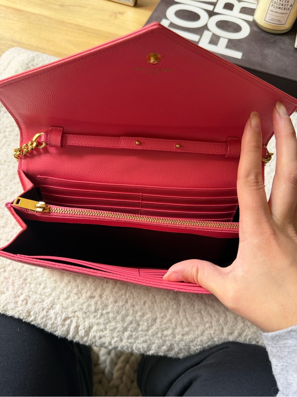 Saint Laurent Pink Cassandre Wallet on Chain Envelope Crossbody - Picture 7 of 16